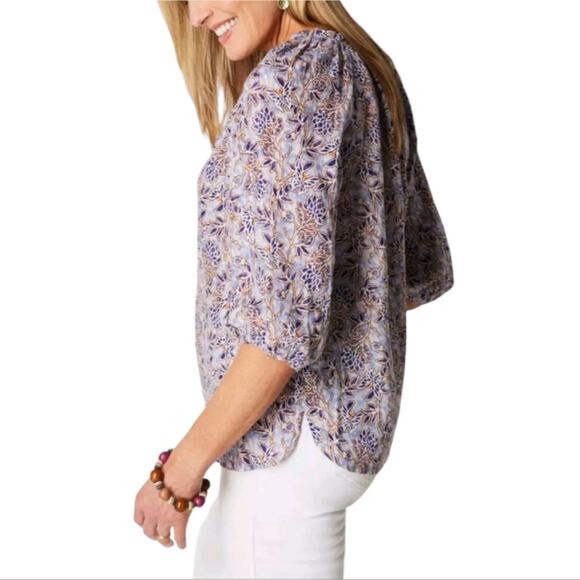 J.Jill Floral Very Cute Linen Relaxed Peasant Top Blouse Plus Size 4X - Picture 4 of 13
